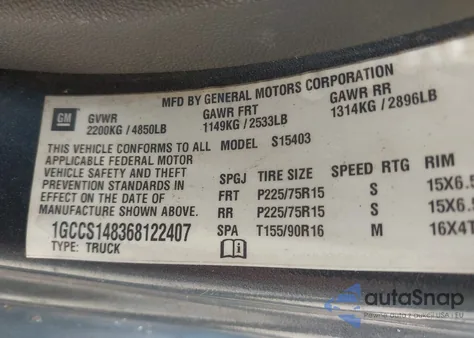 2006 Chevrolet Colorado Lt из США, поврежденный, VIN 1GCCS148368122407